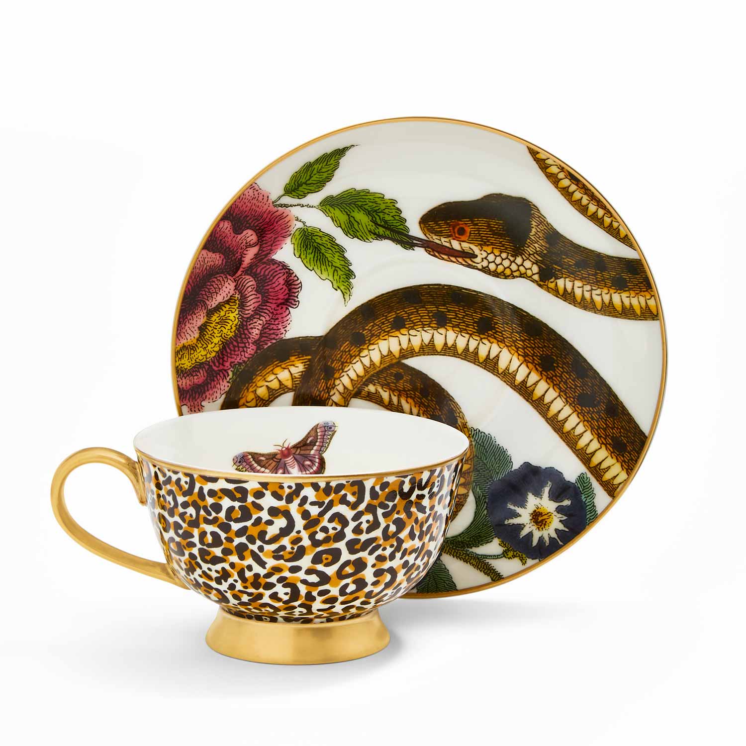 Creatures of Curiosity  Leopard Coupe Teacup and Saucer (Leopard/Snake) image number null